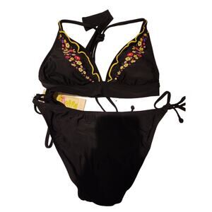 Hobie 2‑Piece Bikini – Size Small – Black & Yellow – New With Tags